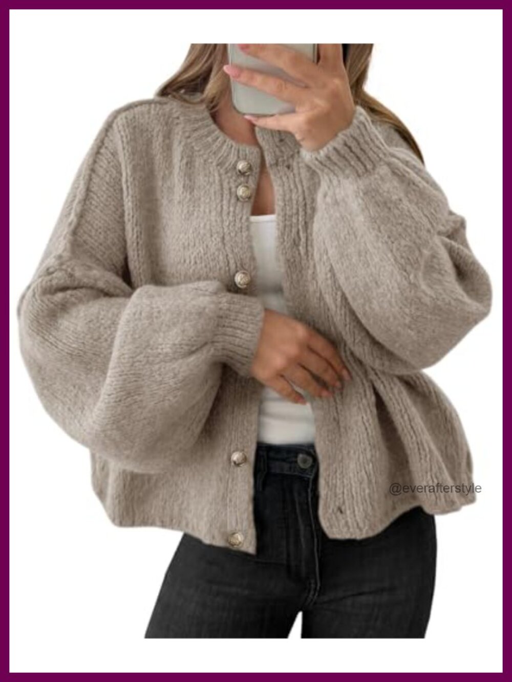 Oversized Button Up Cardigan Long Lantern Sleeve Chunky Knit Soft Fall Sweater - Picture 1 of 6